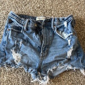 Abercrombie & Fitch Blue Jean Shorts Distressed Frayed Hem